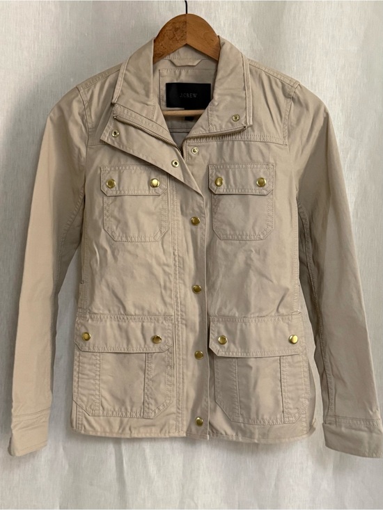 J. Crew Jackets & Blazers - J.Crew Downtown Field Jacket XXS Khaki Beige Waxed Cotton Utility Safari Coat